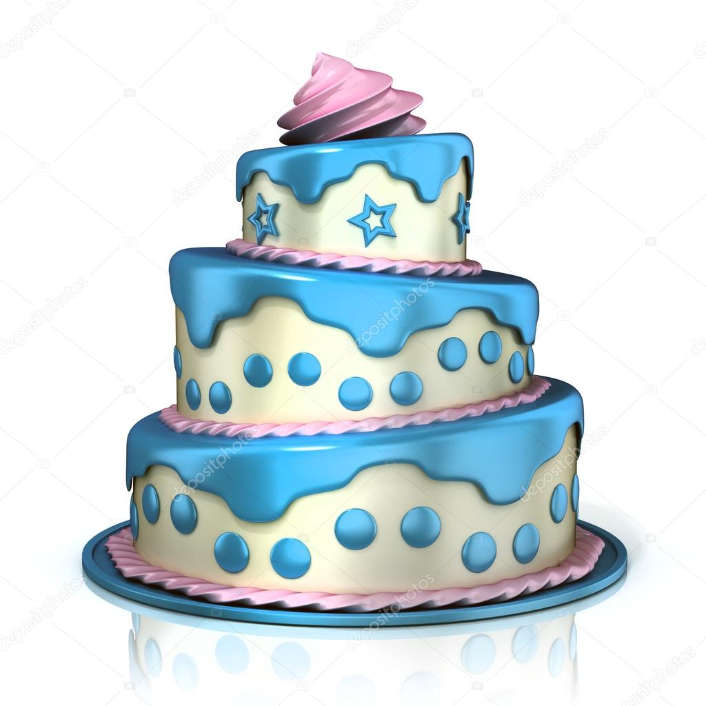 Three floor cake. Blue, pink and white cream Stock Photo by ©djmilic 71080649 Three floor cake. Blue, pink and white cream Stock Photo by ©djmilic 71080649