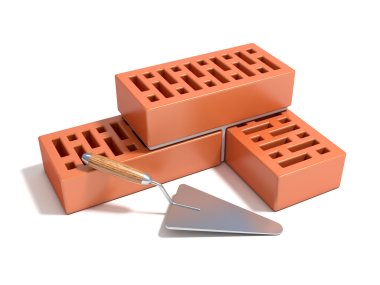 Concept of building the brick wall, made of bricks with rectangular hole