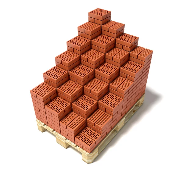 Euro pallet and cascade arranged ceramic bricks — Stock Photo, Image
