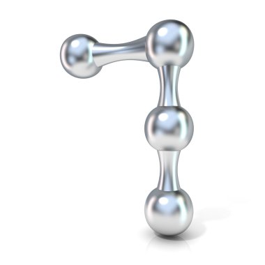 Moleküler font sayısal rakam toplama, 7-7. 3d render illüstrasyon izole beyaz arka plan üzerinde.