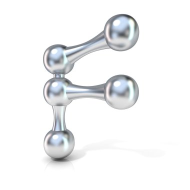 Moleküler yazı tipi tahsilat mektubu - G. 3d render illüstrasyon izole beyaz arka plan üzerinde