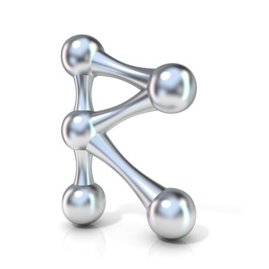 Moleküler yazı tipi tahsilat mektubu - R. 3d render illüstrasyon izole beyaz arka plan üzerinde