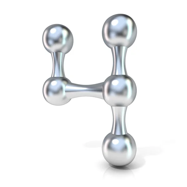 Molekylär numeriska siffror typsnittssamling, 4-fyra. 3D render illustration isolerade på vit bakgrund. — Stockfoto