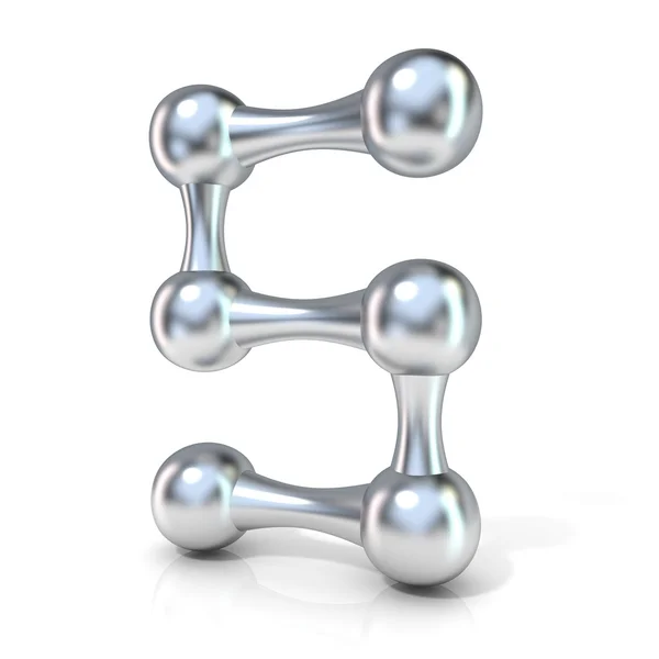 Molekylära typsnitt numeriska siffror samling, 5 - FIVE. 3D render illustration isolerad på vit bakgrund. — Stockfoto
