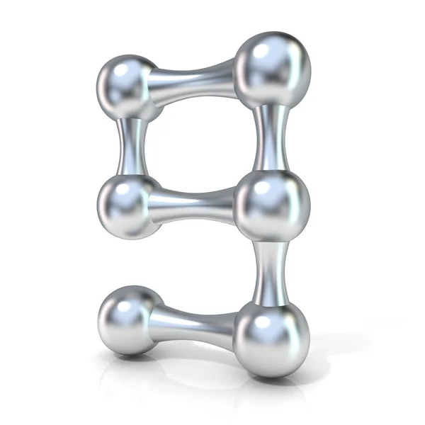 Molekylär numeriska siffror typsnittssamling, 9-nio. 3D render illustration isolerade på vit bakgrund. — Stockfoto