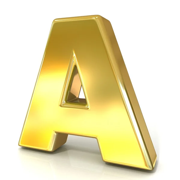 Golden font collection letter - A. 3D render illustration, isolated on white background. — Stock Photo, Image