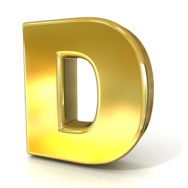 Golden font collection letter - D. 3D render illustration, isolated on white background. — Stock Photo, Image