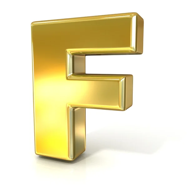 Golden font collection letter - F. 3D render illustratie, geïsoleerd op witte achtergrond. — Stockfoto