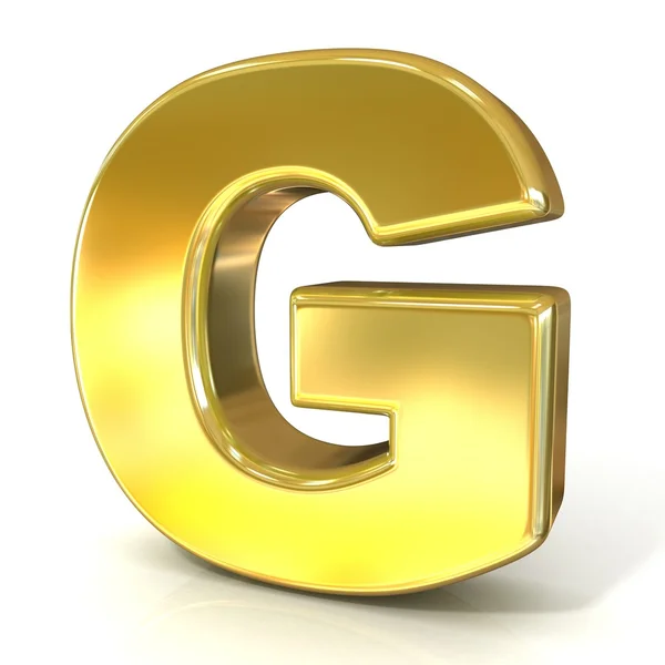 Carta de coleção de fonte dourada - G. ilustração renderização 3D, isolado em fundo branco . — Fotografia de Stock