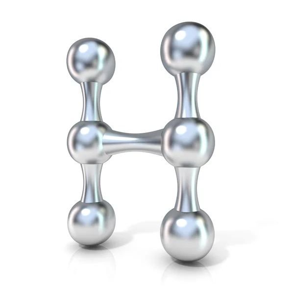 Molekulare Schriftsammlung Buchstabe - h. 3D-Darstellung, isoliert auf weißem Hintergrund — Stockfoto