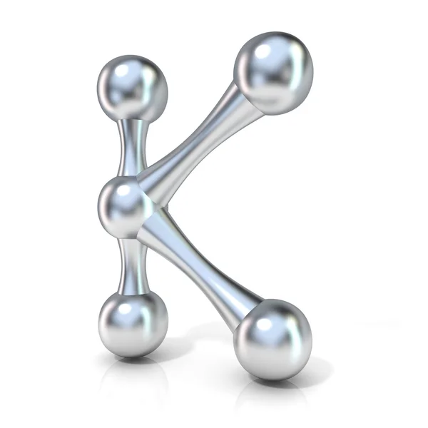 Molekularnej czcionki ponaglenie - K. ilustracja render, na białym tle — Zdjęcie stockowe