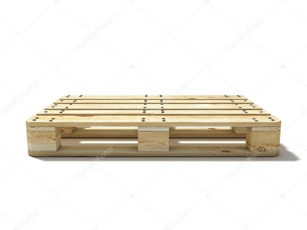 Euro pallet. Side view. 3D render illustration isolated on white background