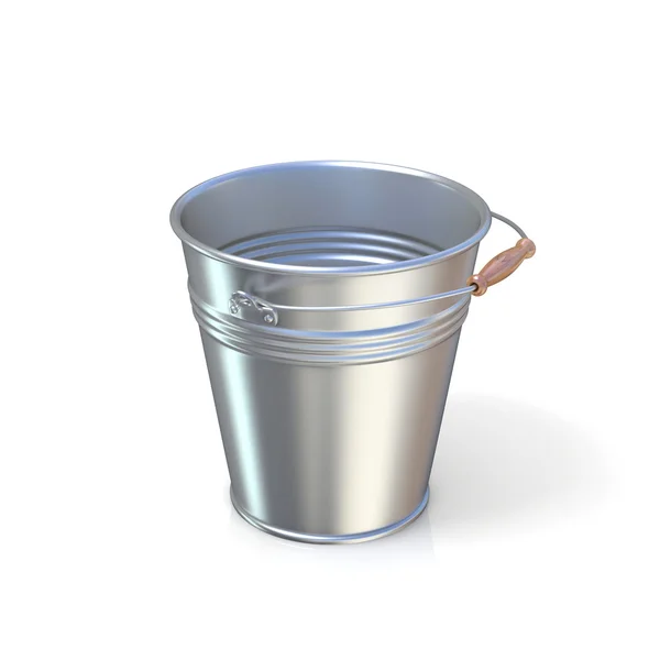 Metal bucket isolated on a white background. 3D render illustration isolated on white background — Stock Photo, Image