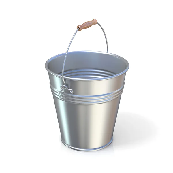 Metal bucket isolated on a white background. Raised handle — Stock Photo, Image