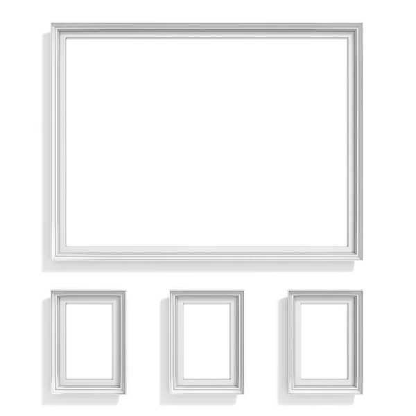 Blank picture frames. Website background template. Composition set isolated on white background — Stock Photo, Image