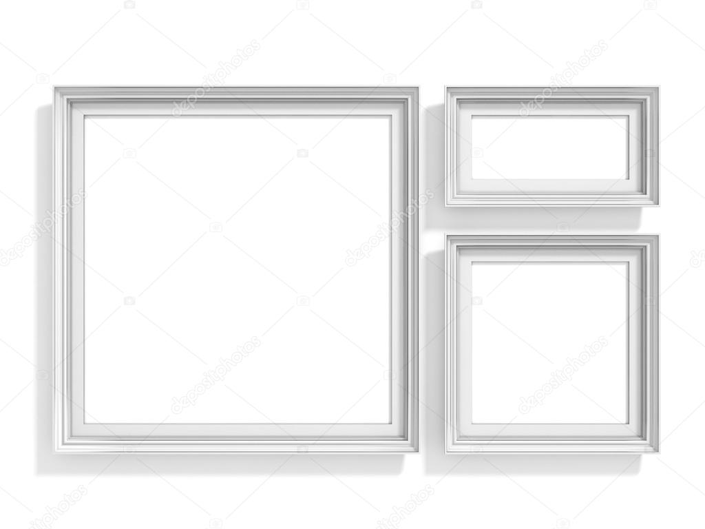 Blank picture frames. Website background template. Golden rectangular