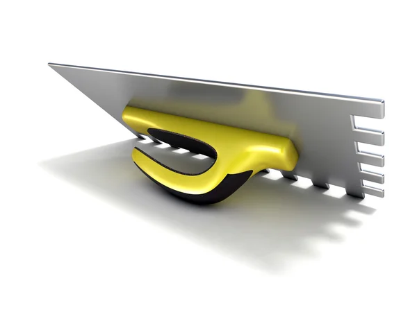 Finishing trowel with yellow black rubber handle — Stock Photo, Image