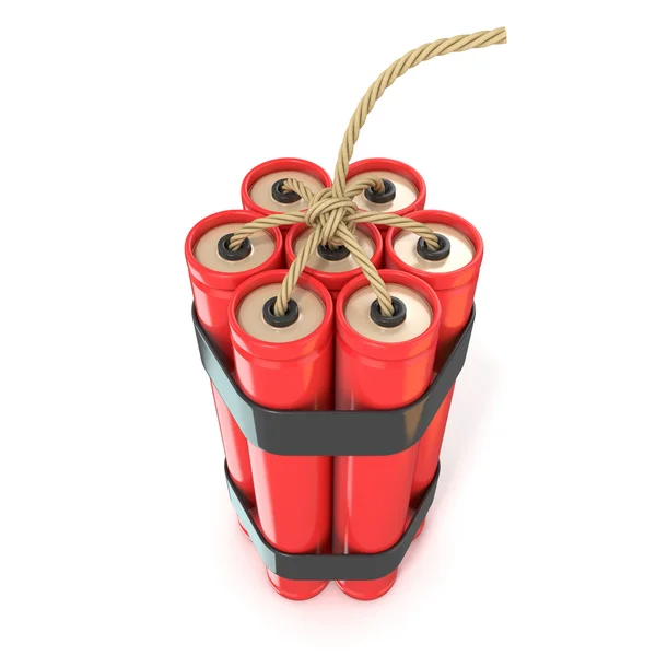 Bastoncini di dinamite rossa - TNT con stoppino — Foto Stock