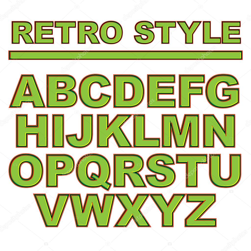 Retro style font, alphabet. Vector illustration