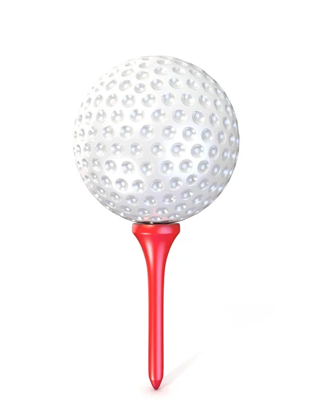 Golf ball on red tee. 3D render illustration — Stock Photo, Image