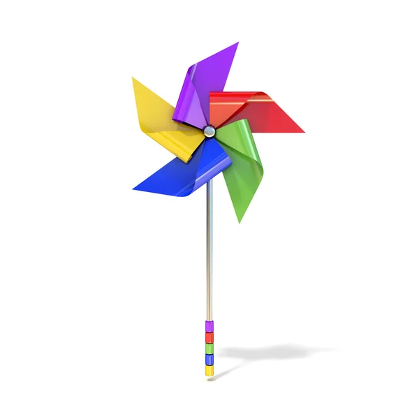 Pinwheel toy, five sided, differently colored vanes — Stock Photo, Image