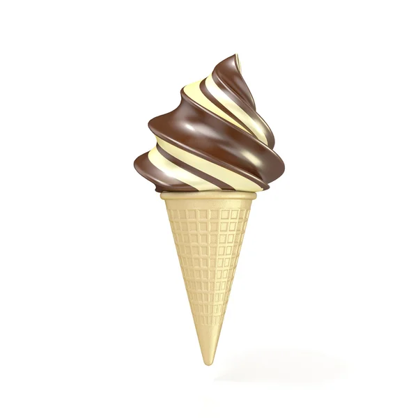 Mjukglass choklad och vanilj glass — Stockfoto
