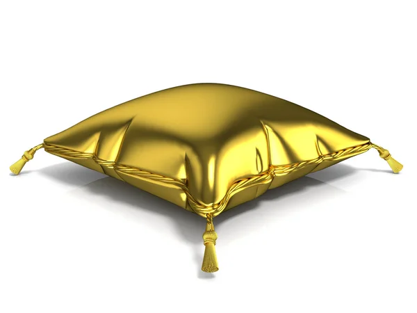 Almofada dourada real. Renderização 3D — Fotografia de Stock