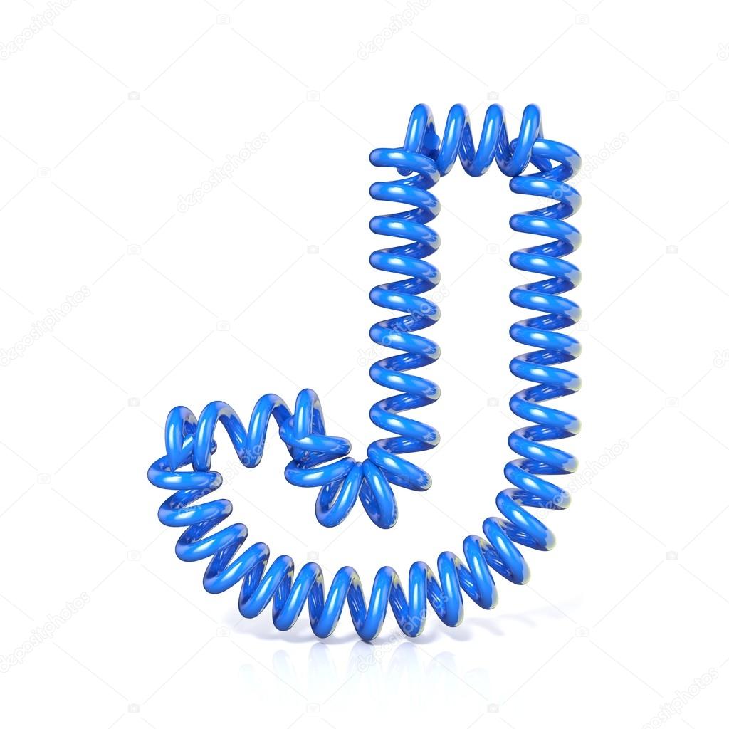 Spring, spiral cable font collection letter J. 3D — Stock Photo