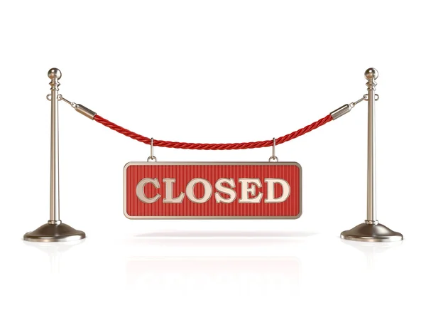 Velvet rope barrier, with CLOSED sign. 3D render — Stock Photo, Image