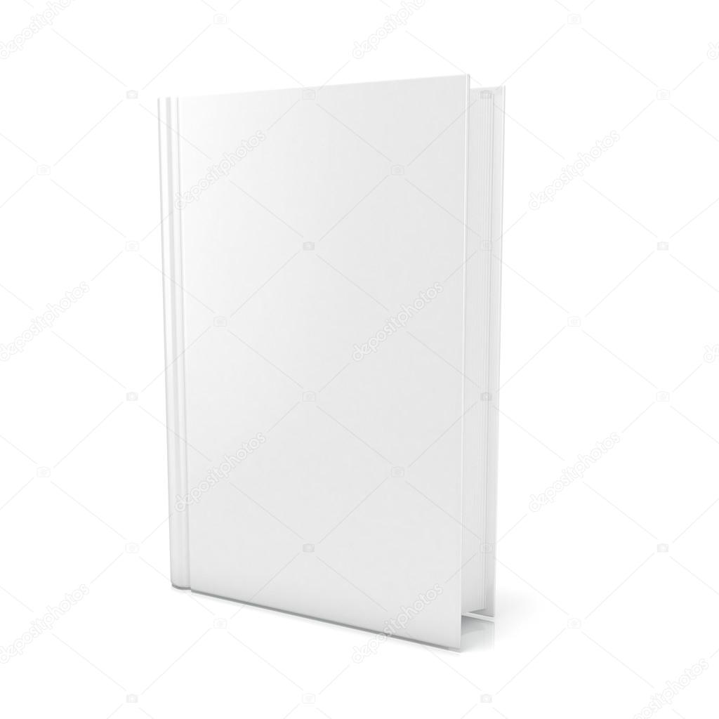 Blank book cover over white background. 3D render