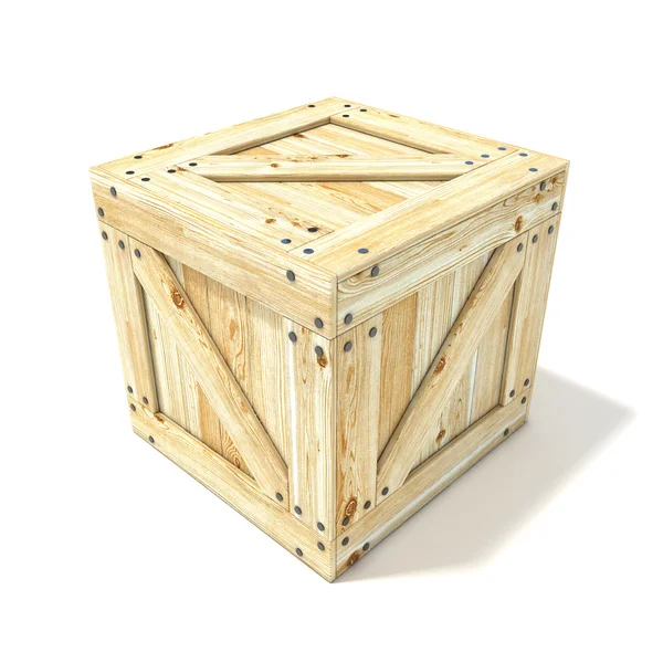 Boîte en bois. Vue latérale. rendu 3D — Photo