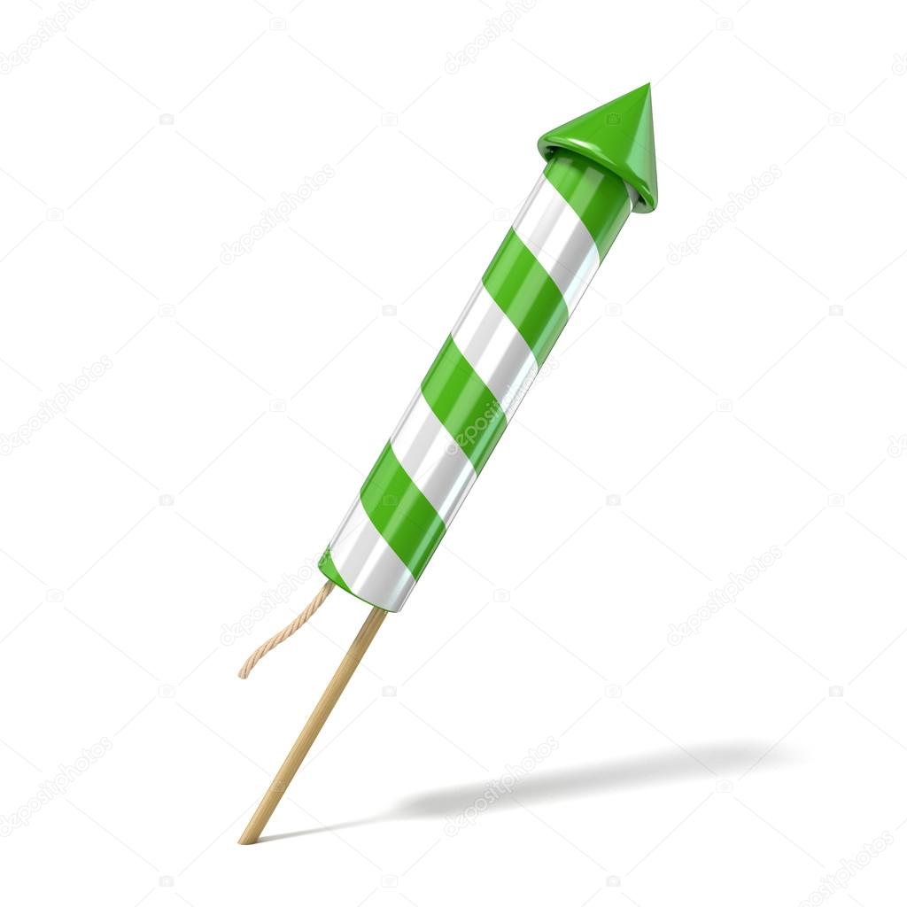 Green fireworks rocket. 3D render