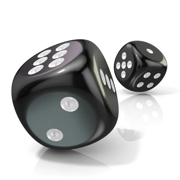 Two black game dices. 3D render — Stock Photo, Image