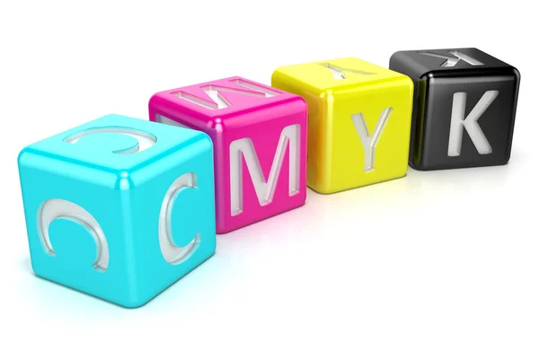 Cubos CMYK. Representación 3D abstracta — Foto de Stock