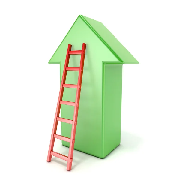 Ladder leading an green arrow. Success concept. 3D render — Stock Photo, Image