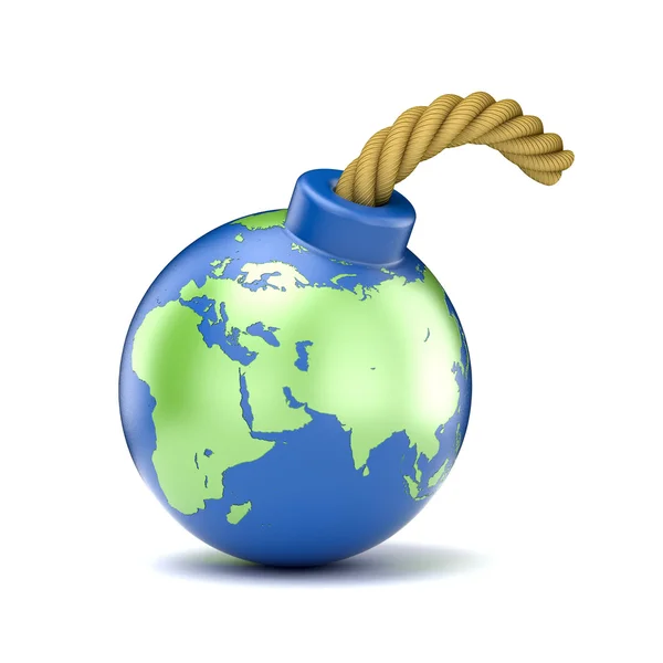 World map on bomb. 3D illustration — Stock Photo, Image