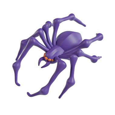 Cadılar Bayramı simgesi Örümcek 3D resimleme beyaz arkaplanda izole edildi