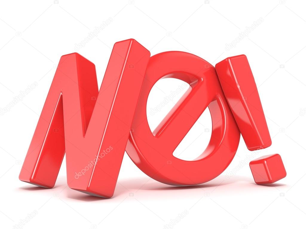 Word NO with prohibited symbol. 3D render
