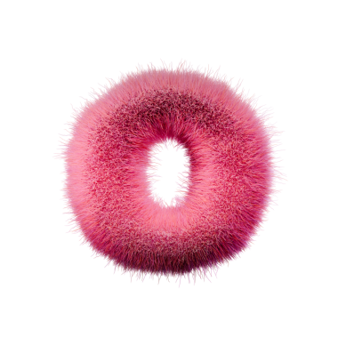 Pembe kürk Yazı Tipi Harfi O 3D resimleme beyaz arkaplanda izole edildi