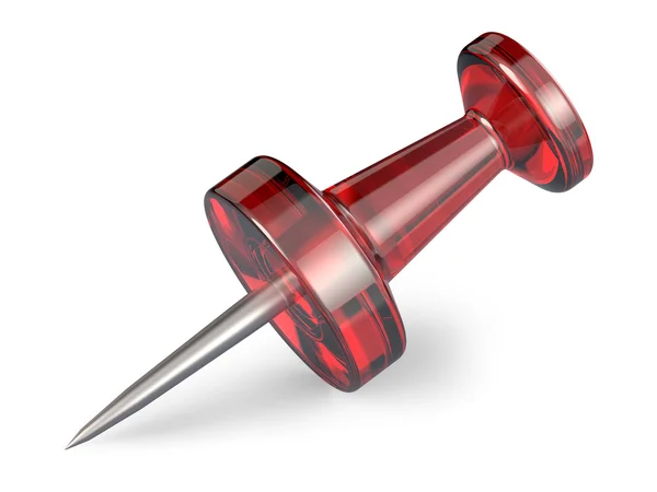 Красный push pin.3D рендеринг — стоковое фото