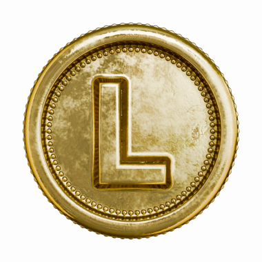 Altın Çağda Para Harfi L 3D resimleme beyaz zemin üzerinde izole