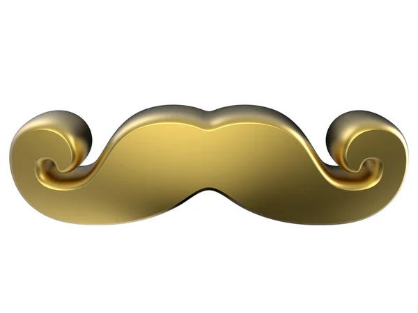 Gold mustache. 3D render — Stock Photo, Image