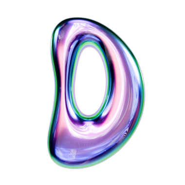 Sıvı metal yazı tipi harf D 3D resimleme siyah arkaplan üzerinde izole