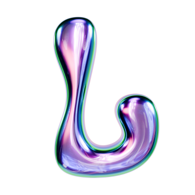 Sıvı metal yazı tipi harf L 3D resimleme siyah arkaplan üzerinde izole