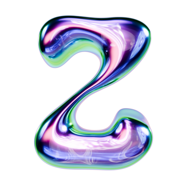 Sıvı metal yazı tipi harf Z 3D resimleme siyah arkaplan üzerinde izole