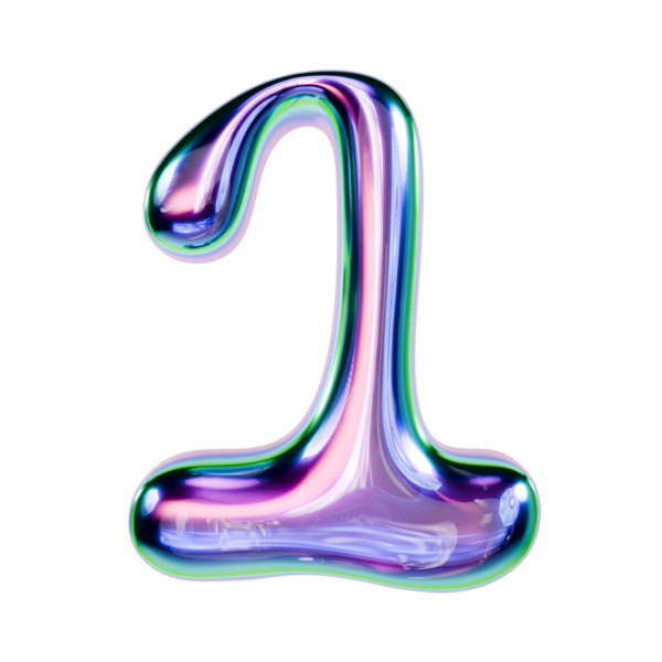 Sıvı metal yazı tipi numara 1 1 1 3D resimleme siyah arkaplan üzerinde izole