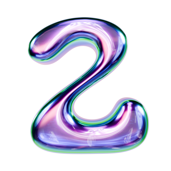 Sıvı metal yazı tipi 2 numara 2 WO 3D resimleme siyah arkaplan üzerinde izole