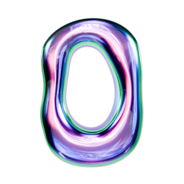 Sıvı metal yazı tipi Harf O 3D resim çizimi siyah arkaplanda izole edildi