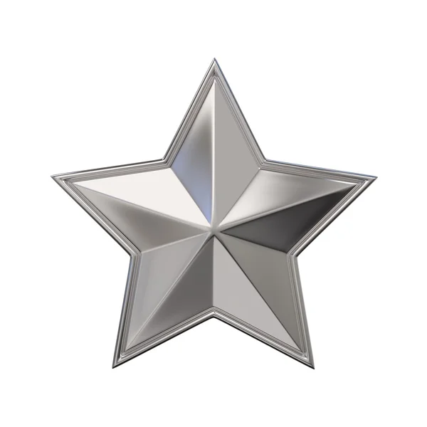 1 つの銀製の星。3 d のレンダリング — ストック写真