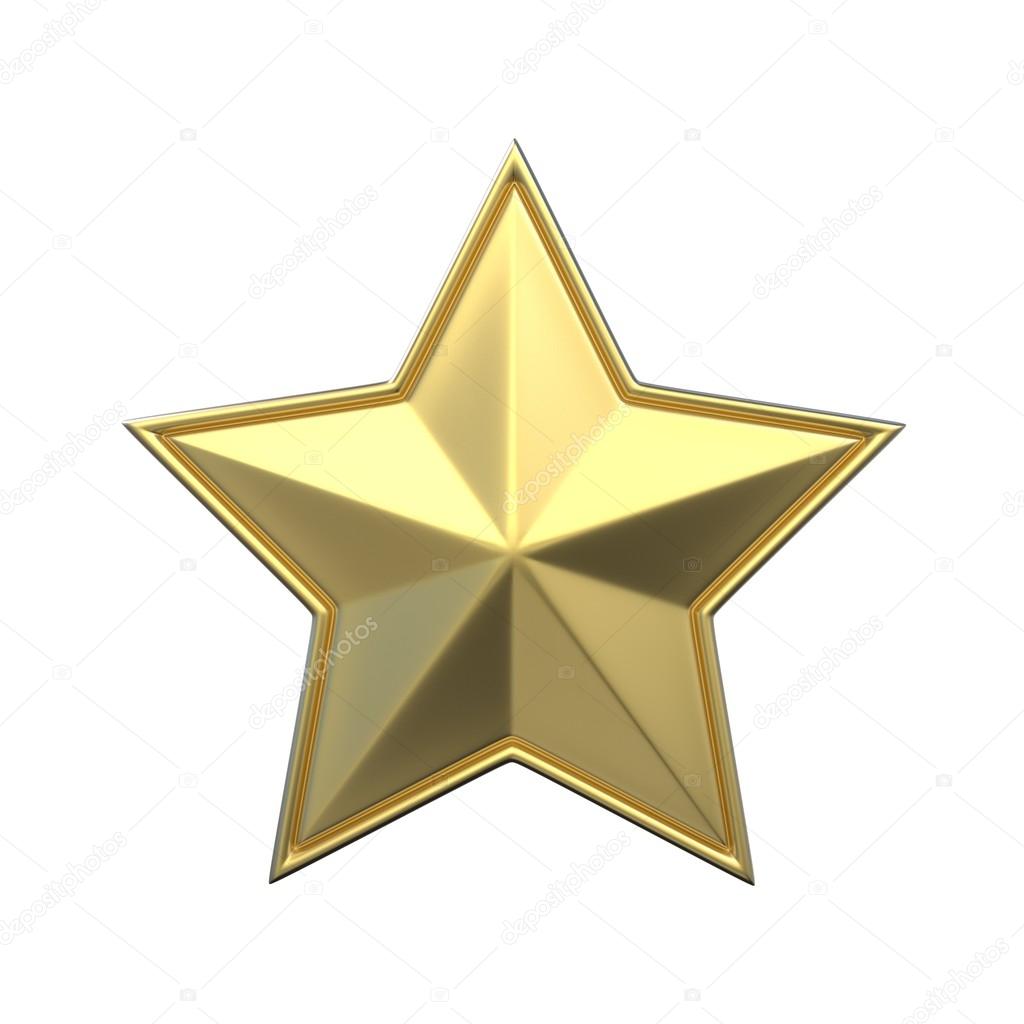 Single gold star. 3D render